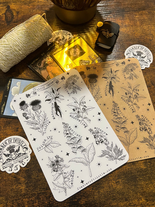 Witchy garden sticker sheet