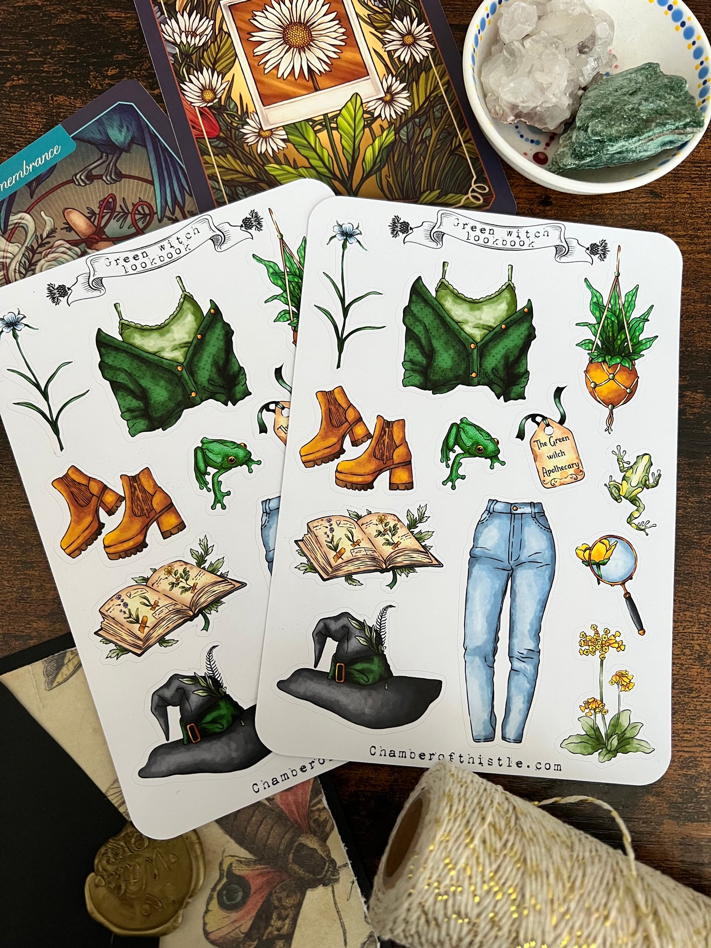 Green witch lookbook sticker sheet