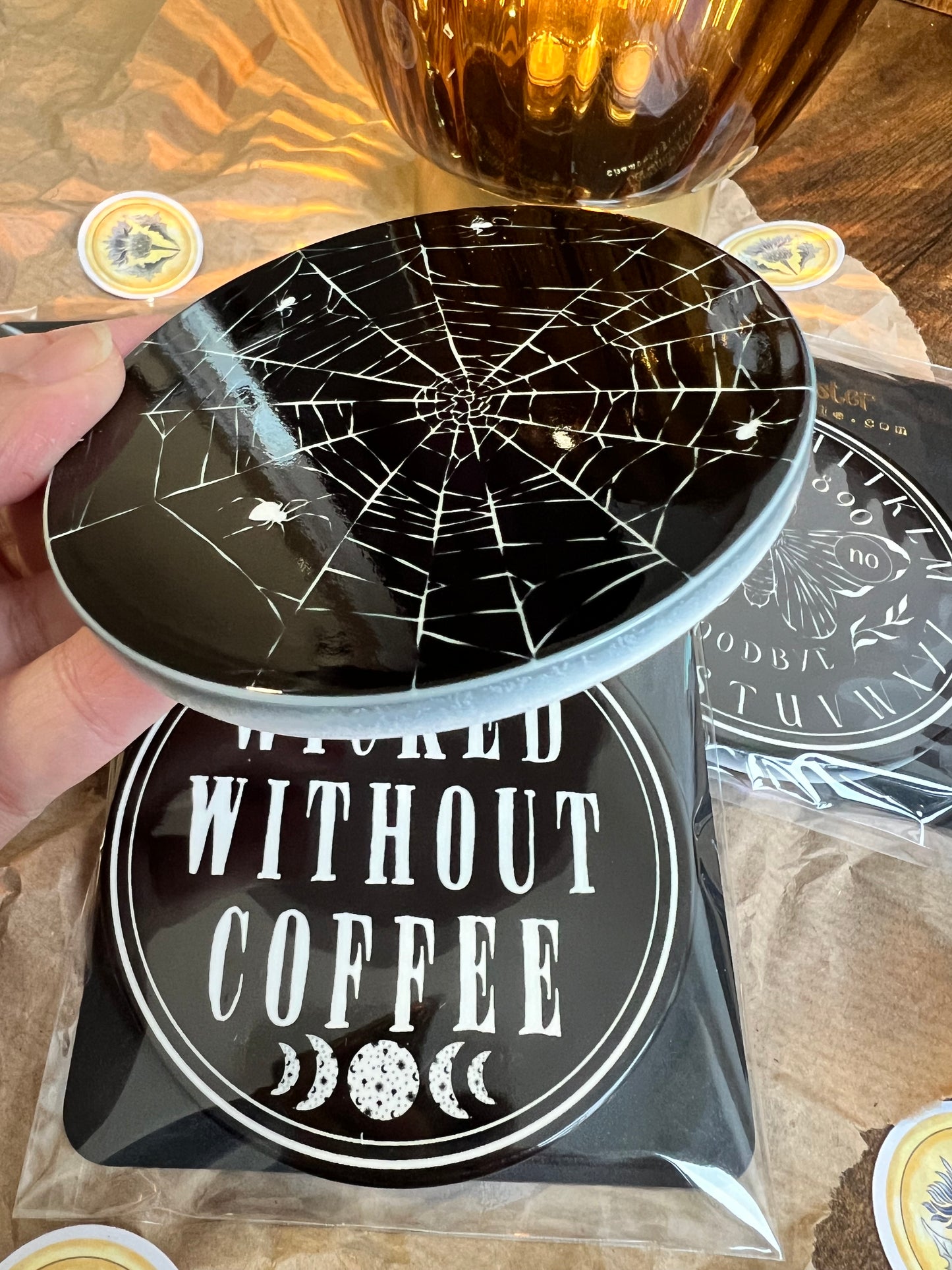 Witchy ceramic coasters