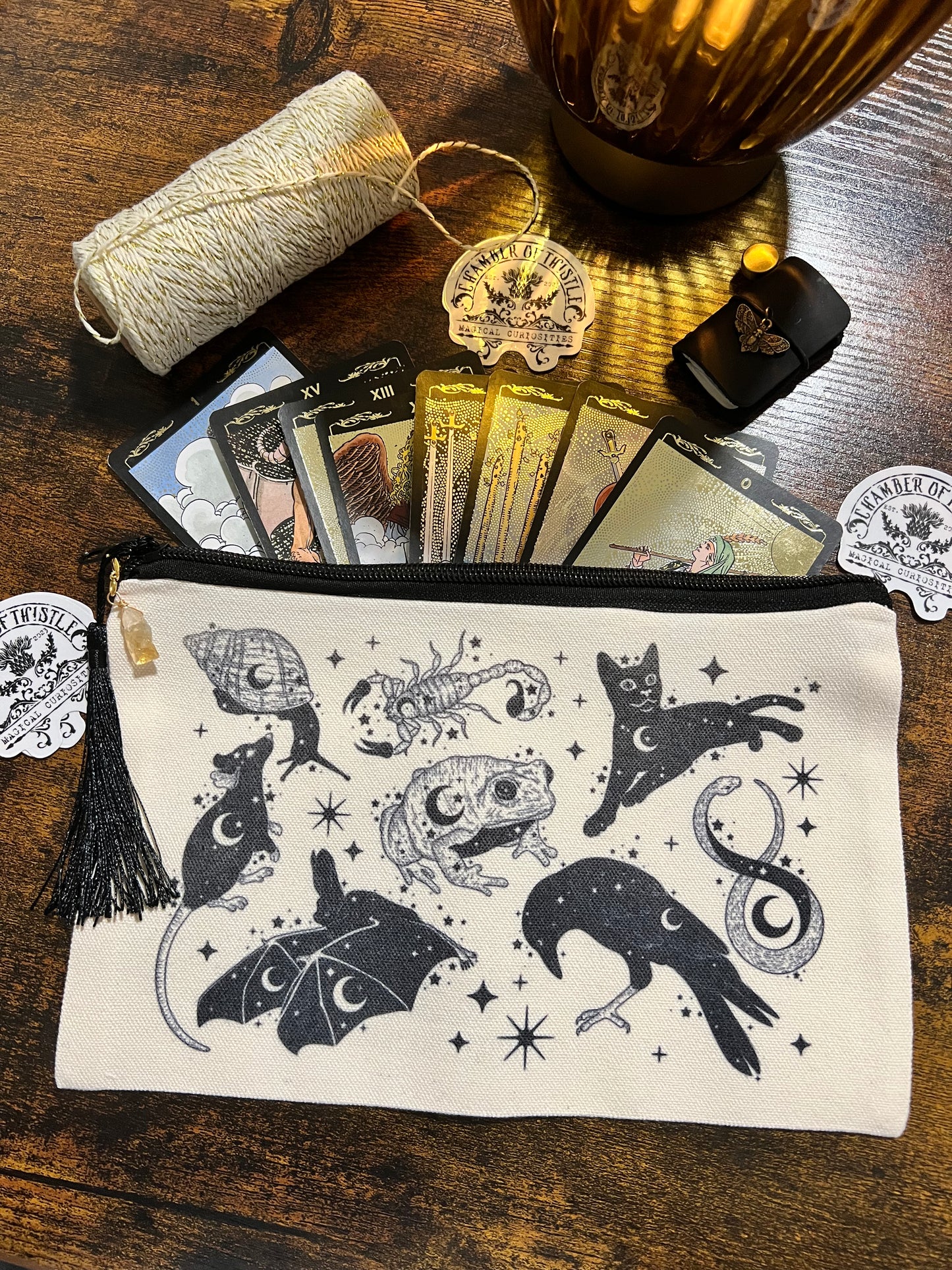 Witchy familiars - cotton pouch/pencil case