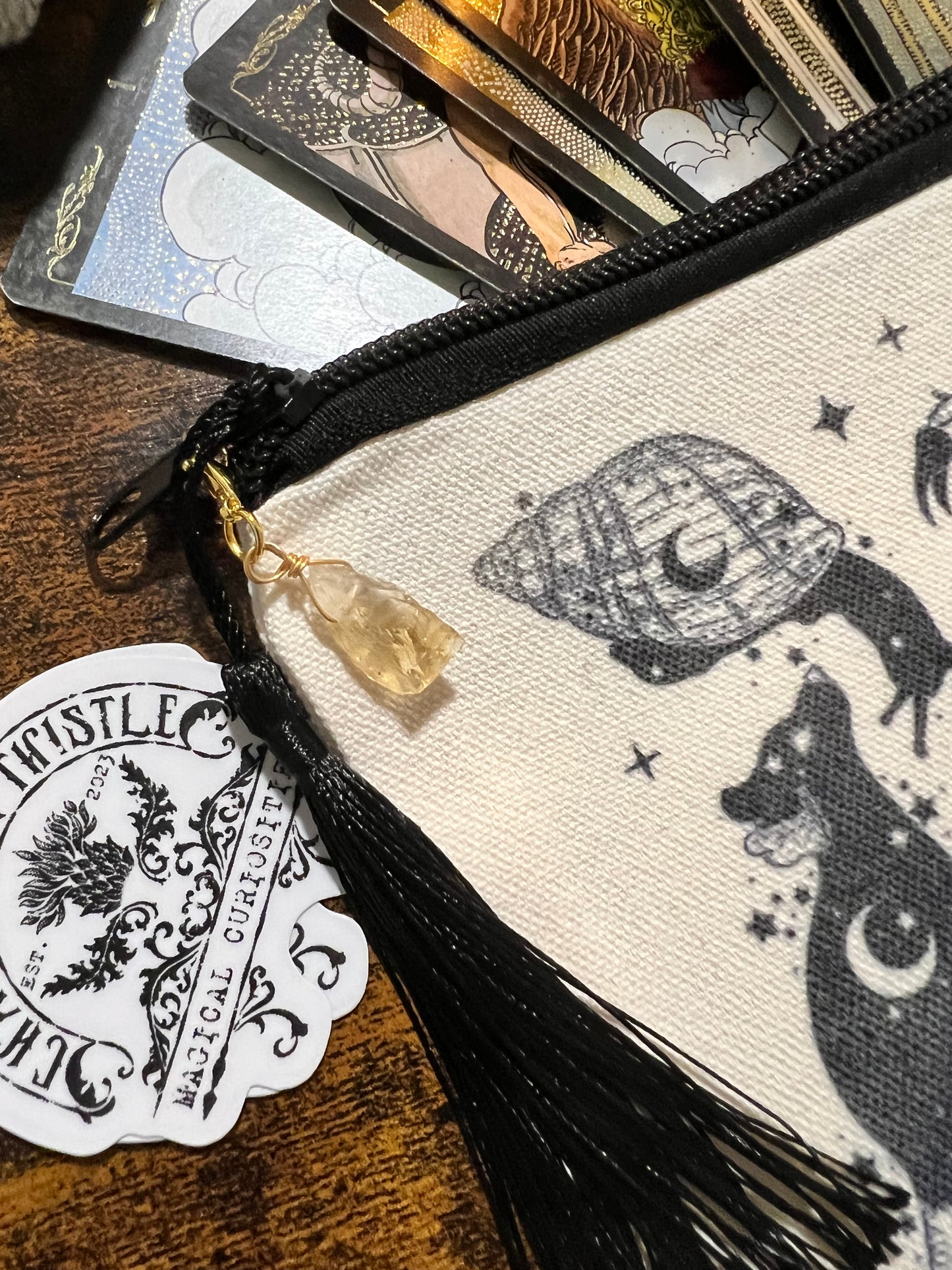 Witchy familiars - cotton pouch/pencil case