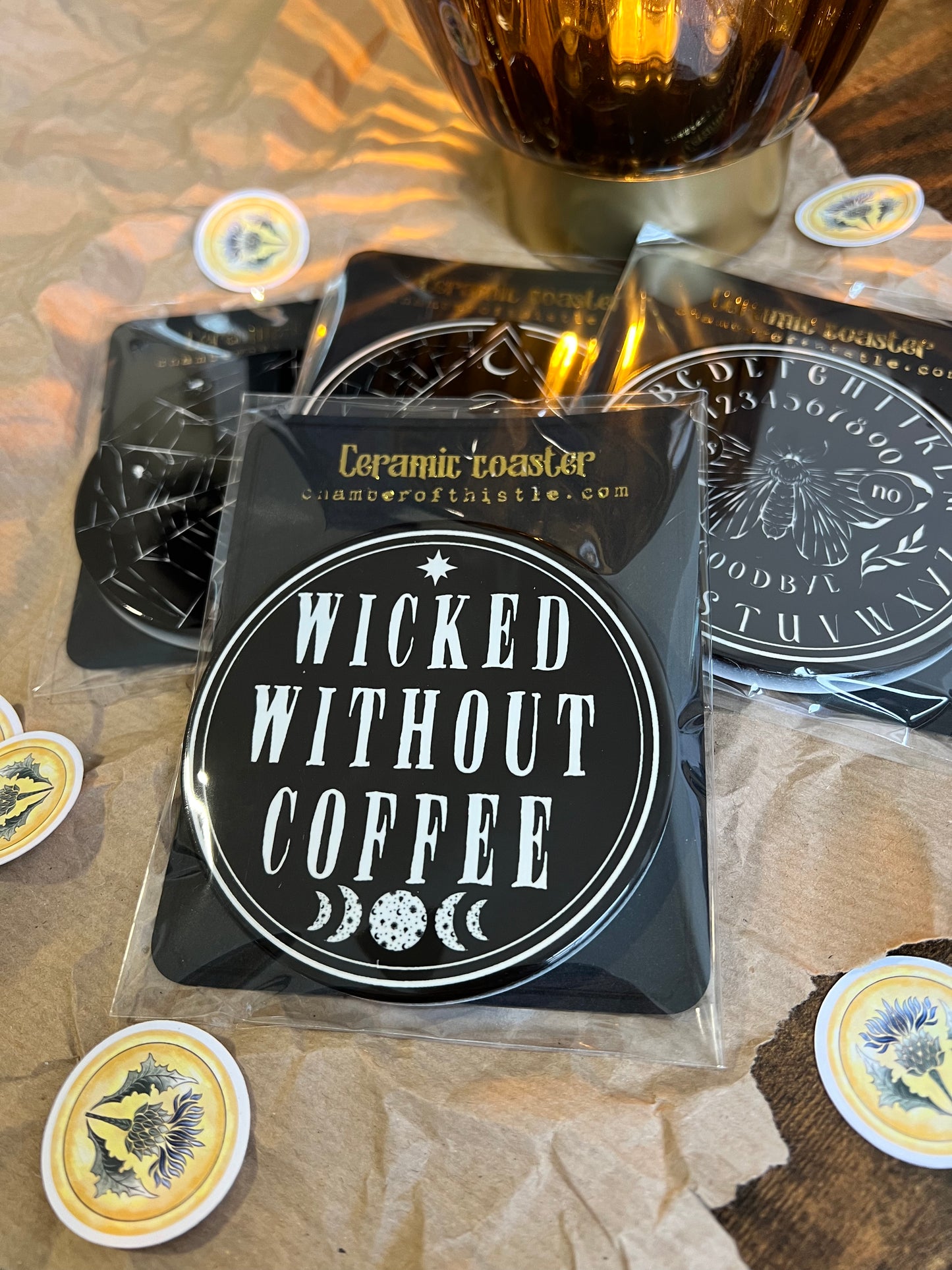 Witchy ceramic coasters