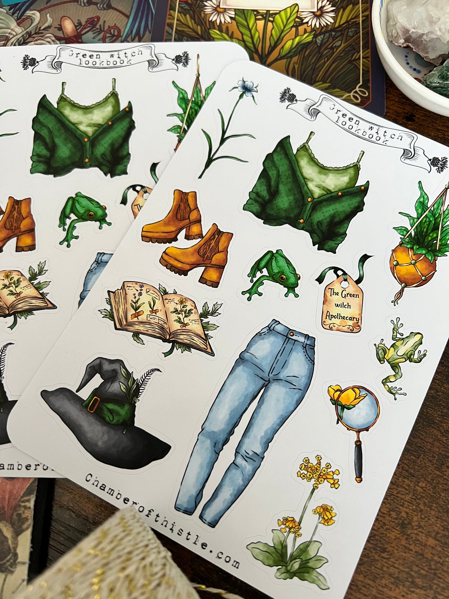 Green witch lookbook sticker sheet