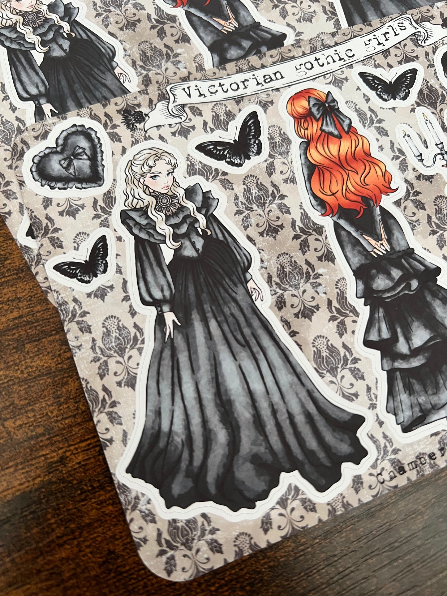 Victorian gothic girls sticker sheet