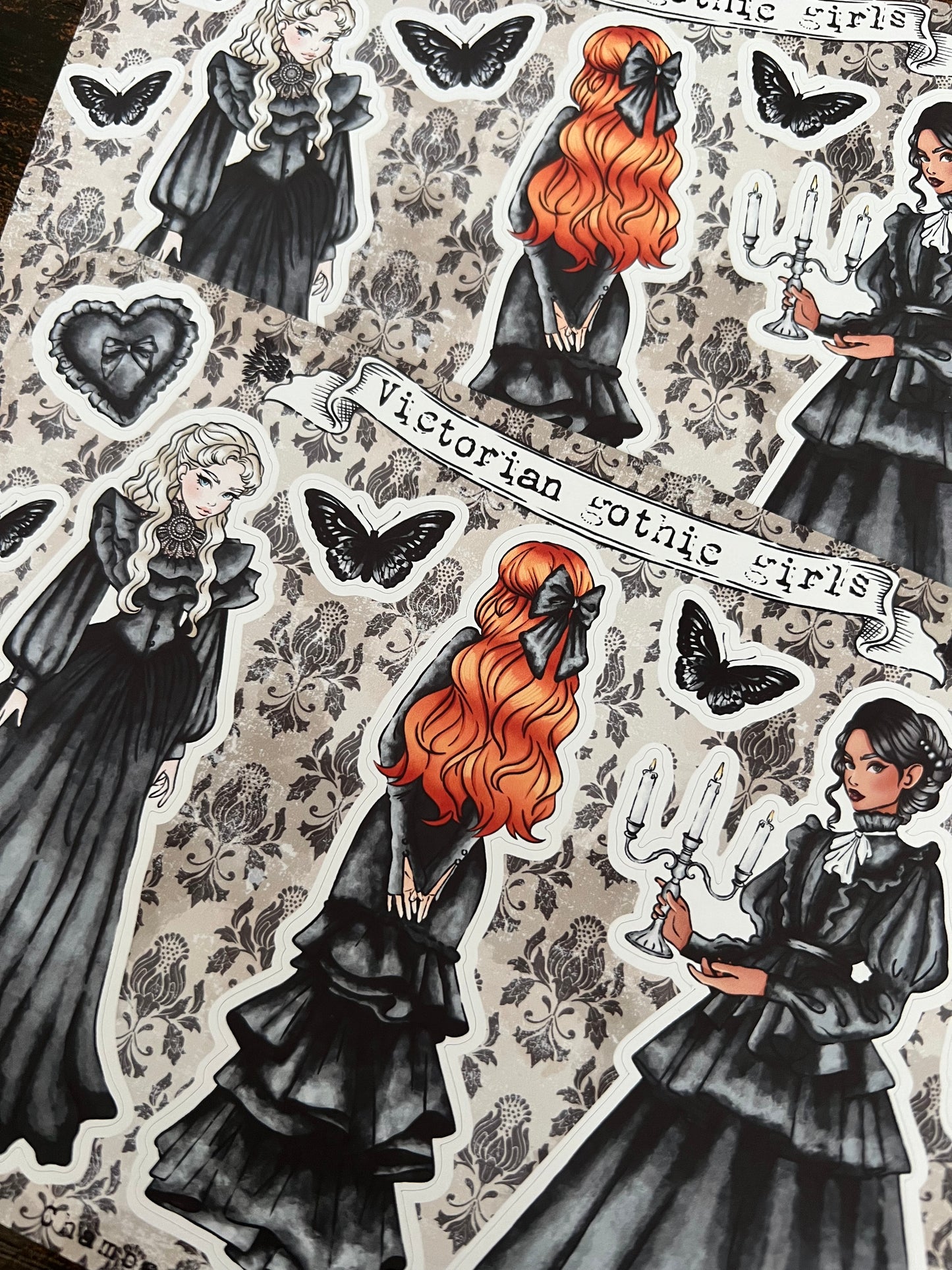 Victorian gothic girls sticker sheet