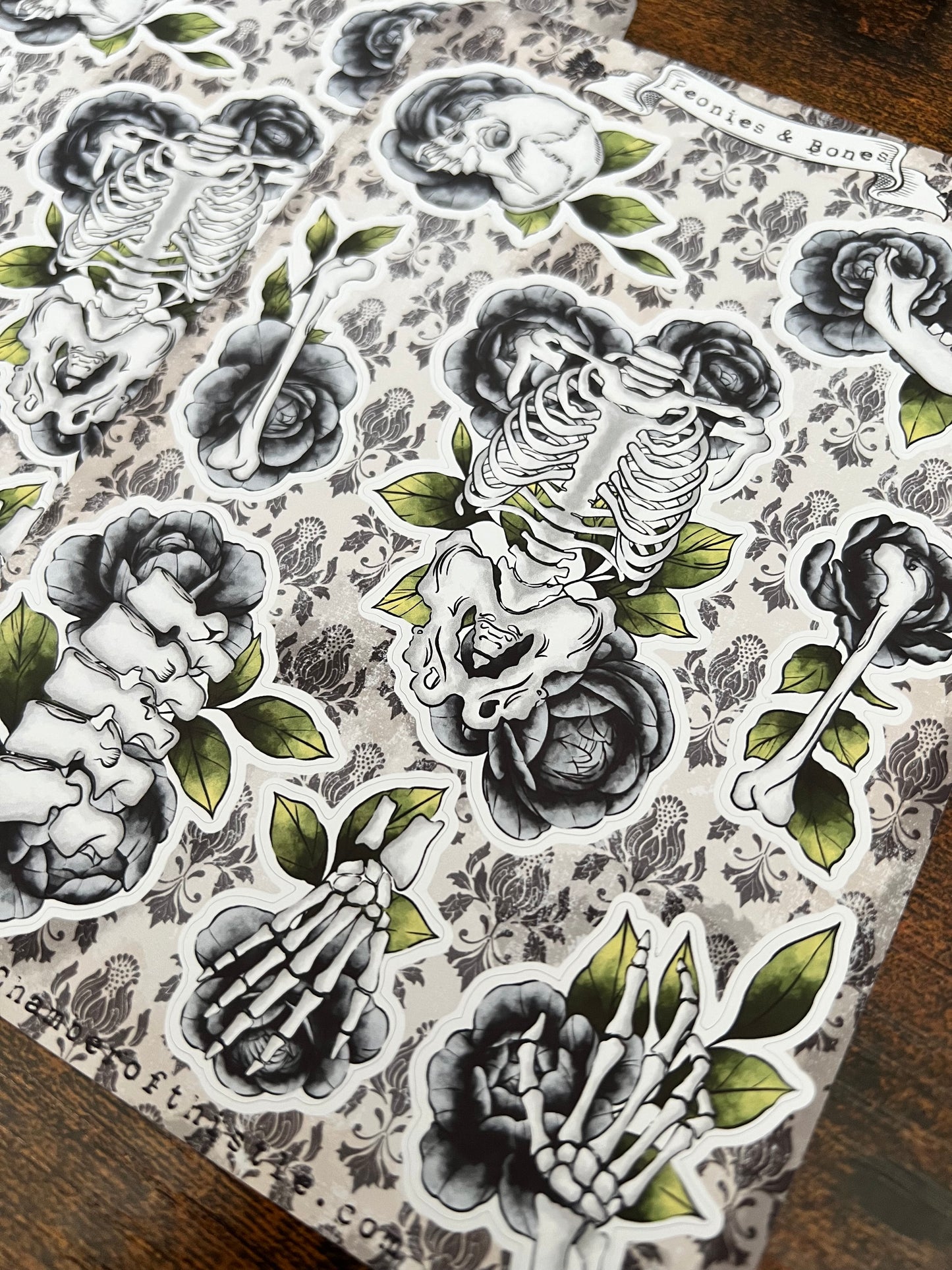 Peonies & bones sticker sheet