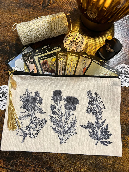 Witchy plants - cotton pouch/pencil case