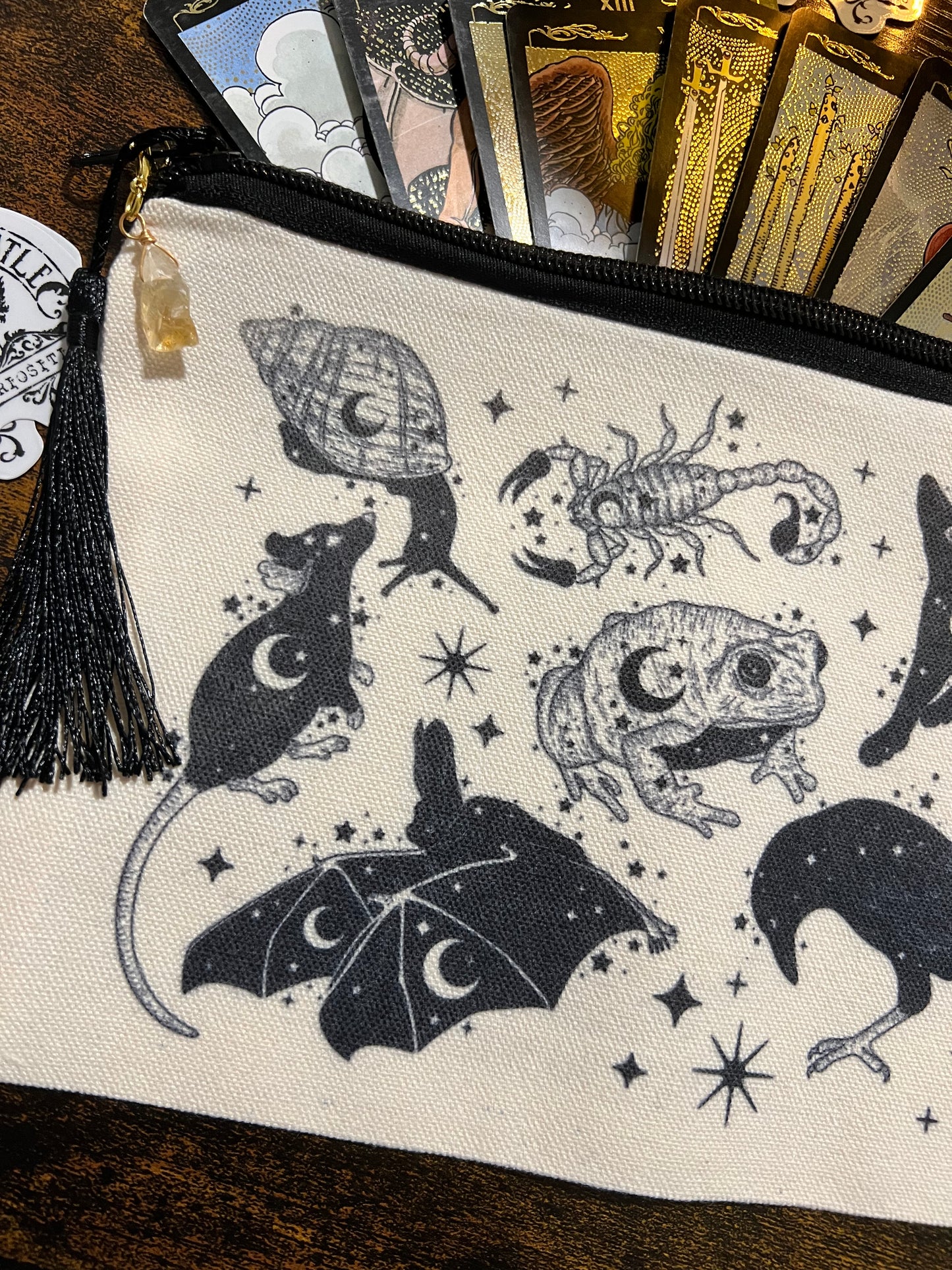 Witchy familiars - cotton pouch/pencil case