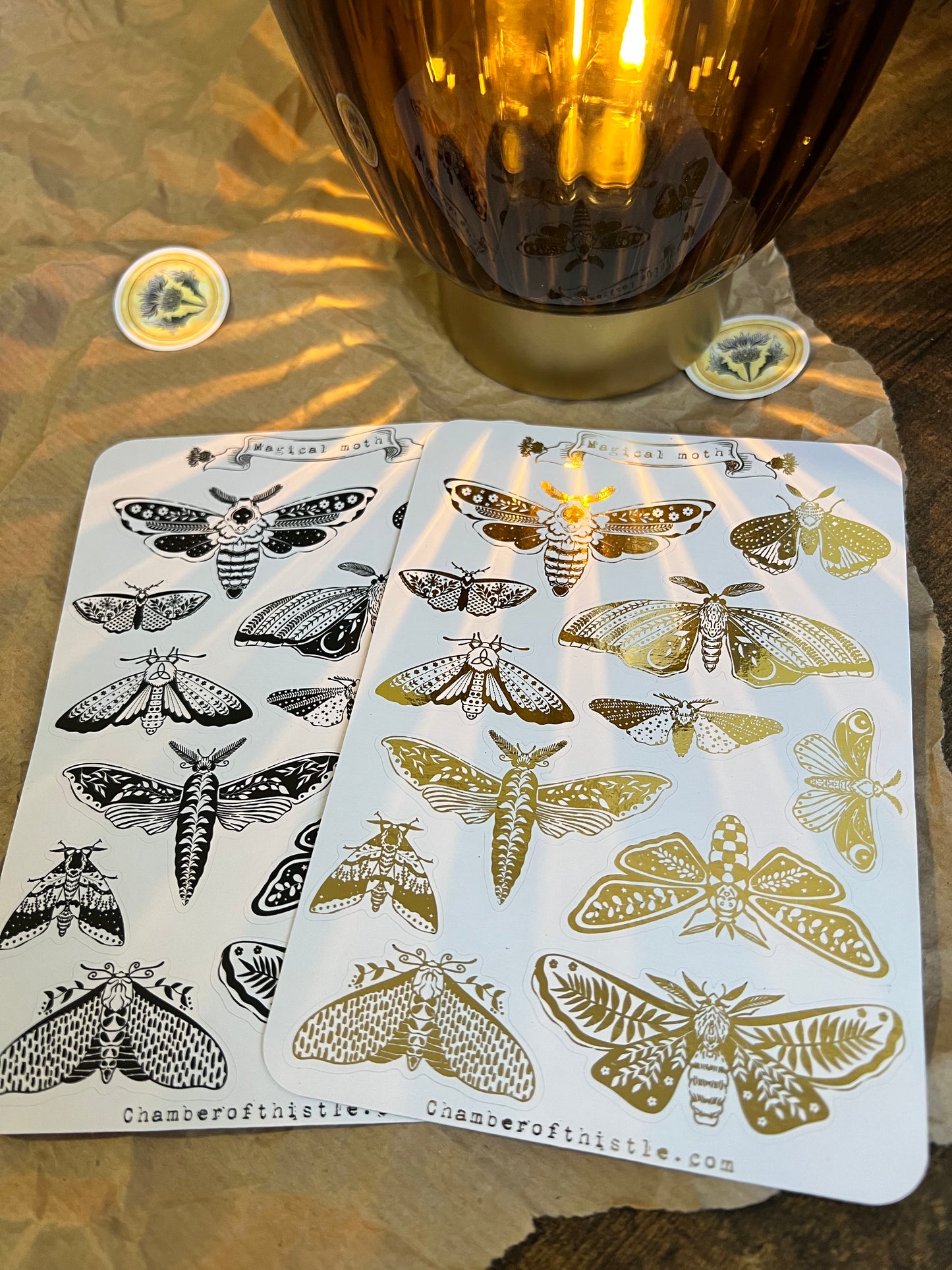 Magical moth sticker sheet