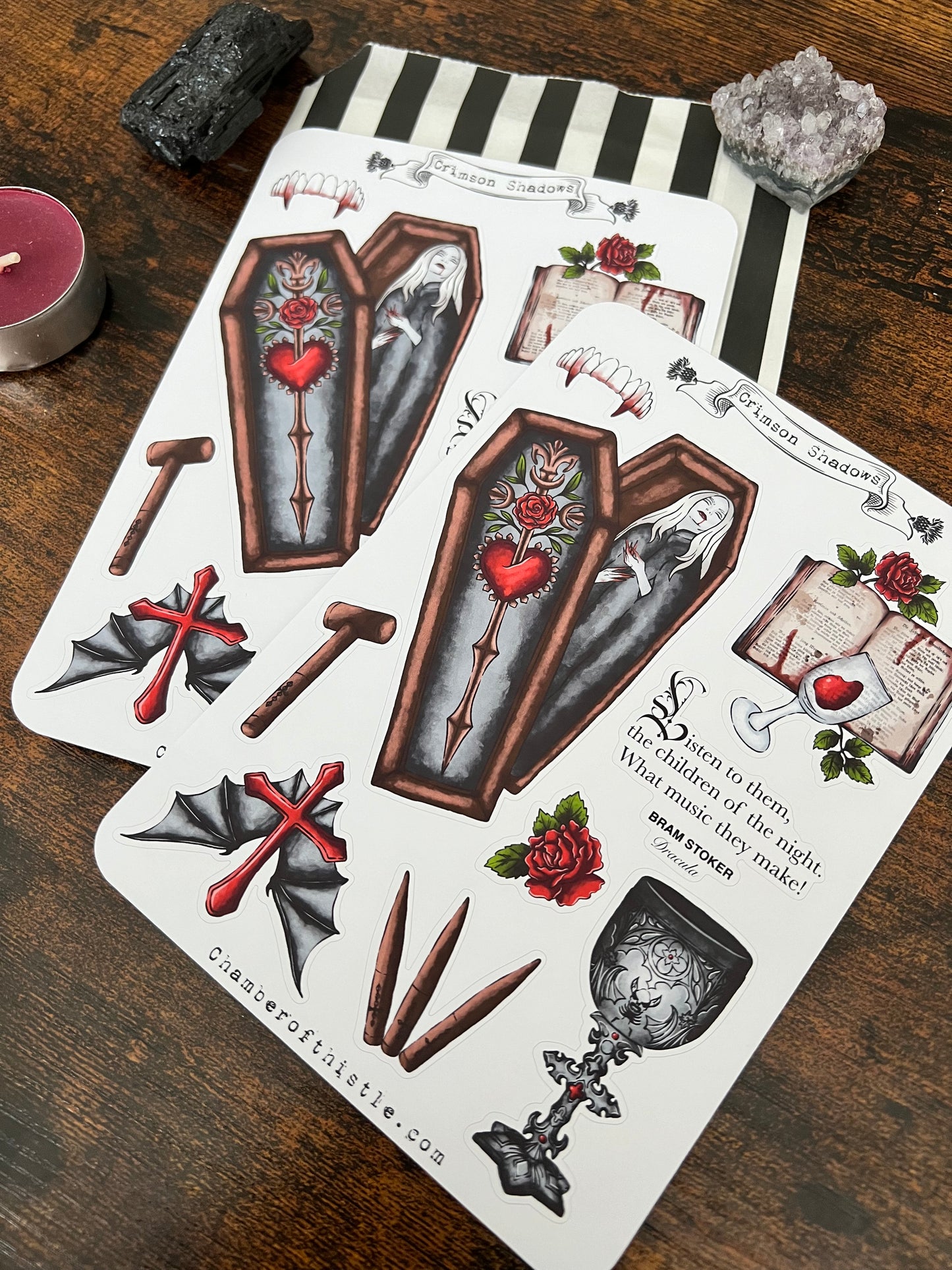 Crimson shadows sticker sheet