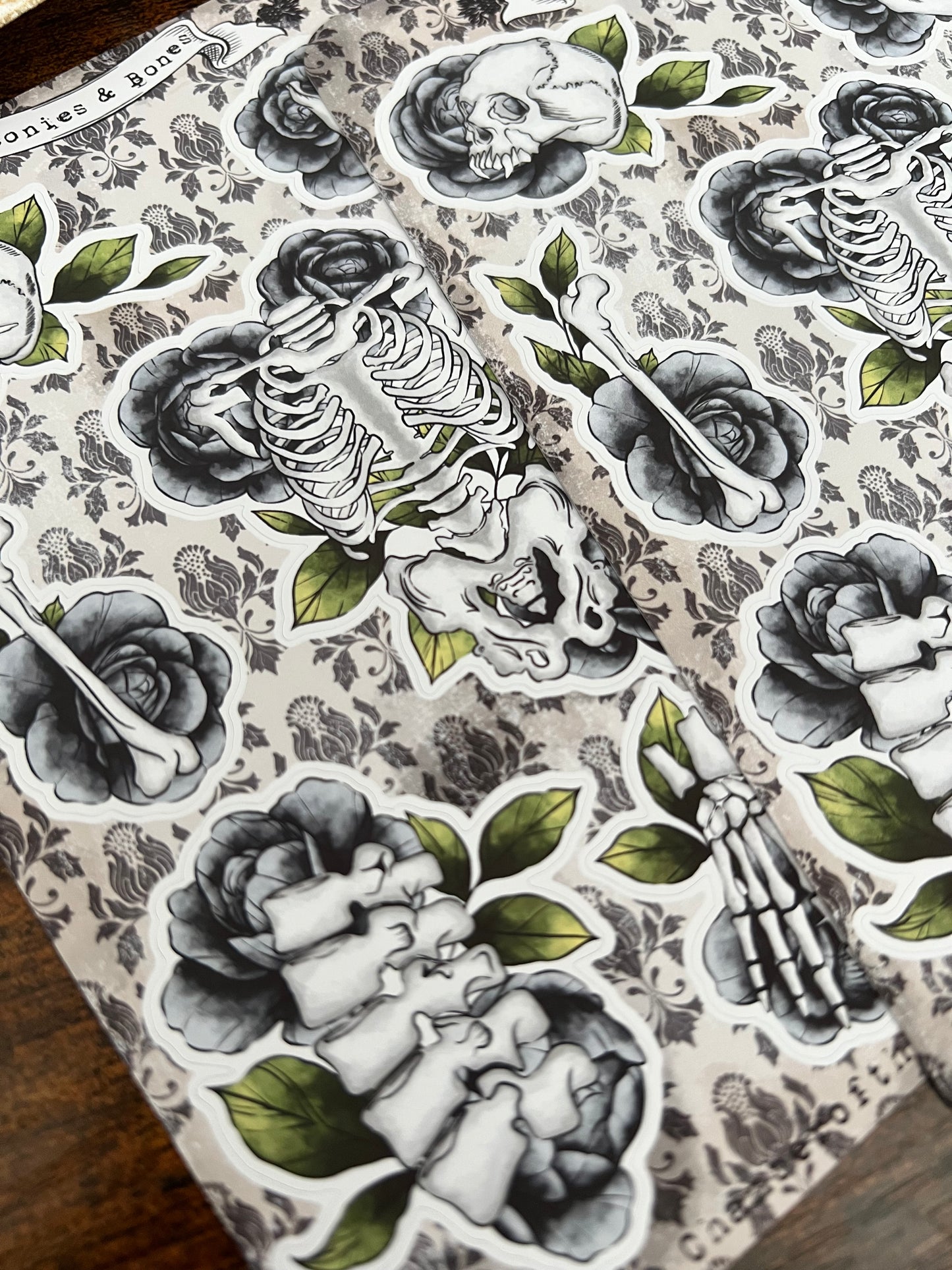 Peonies & bones sticker sheet