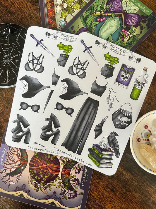 Black witch lookbook sticker sheet