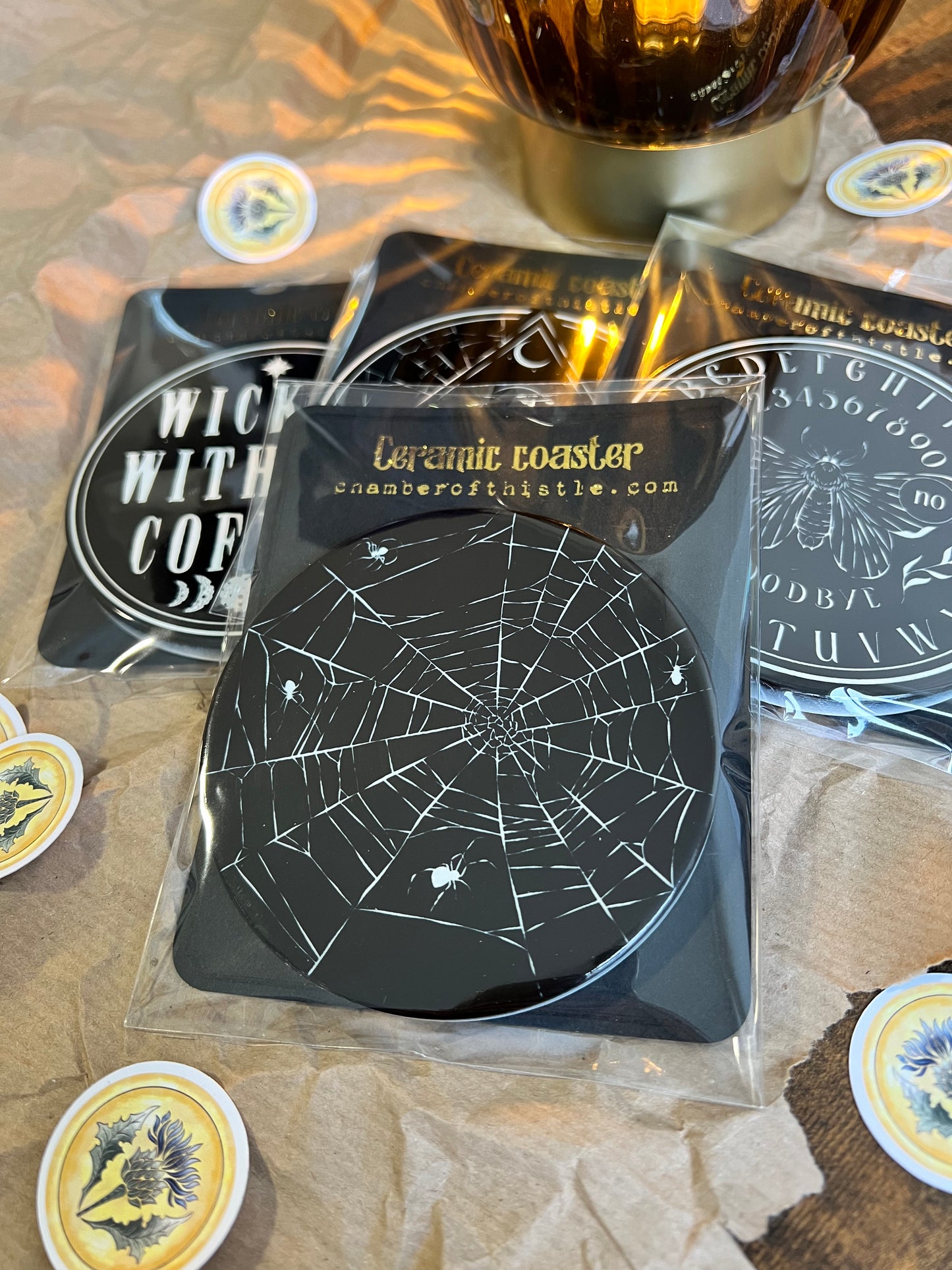 Witchy ceramic coasters