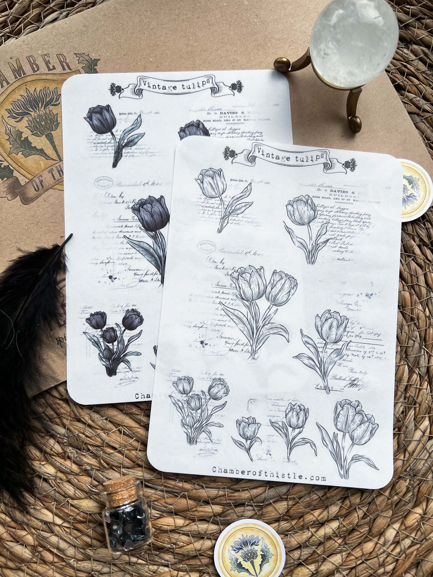 Vintage tulips sticker sheet