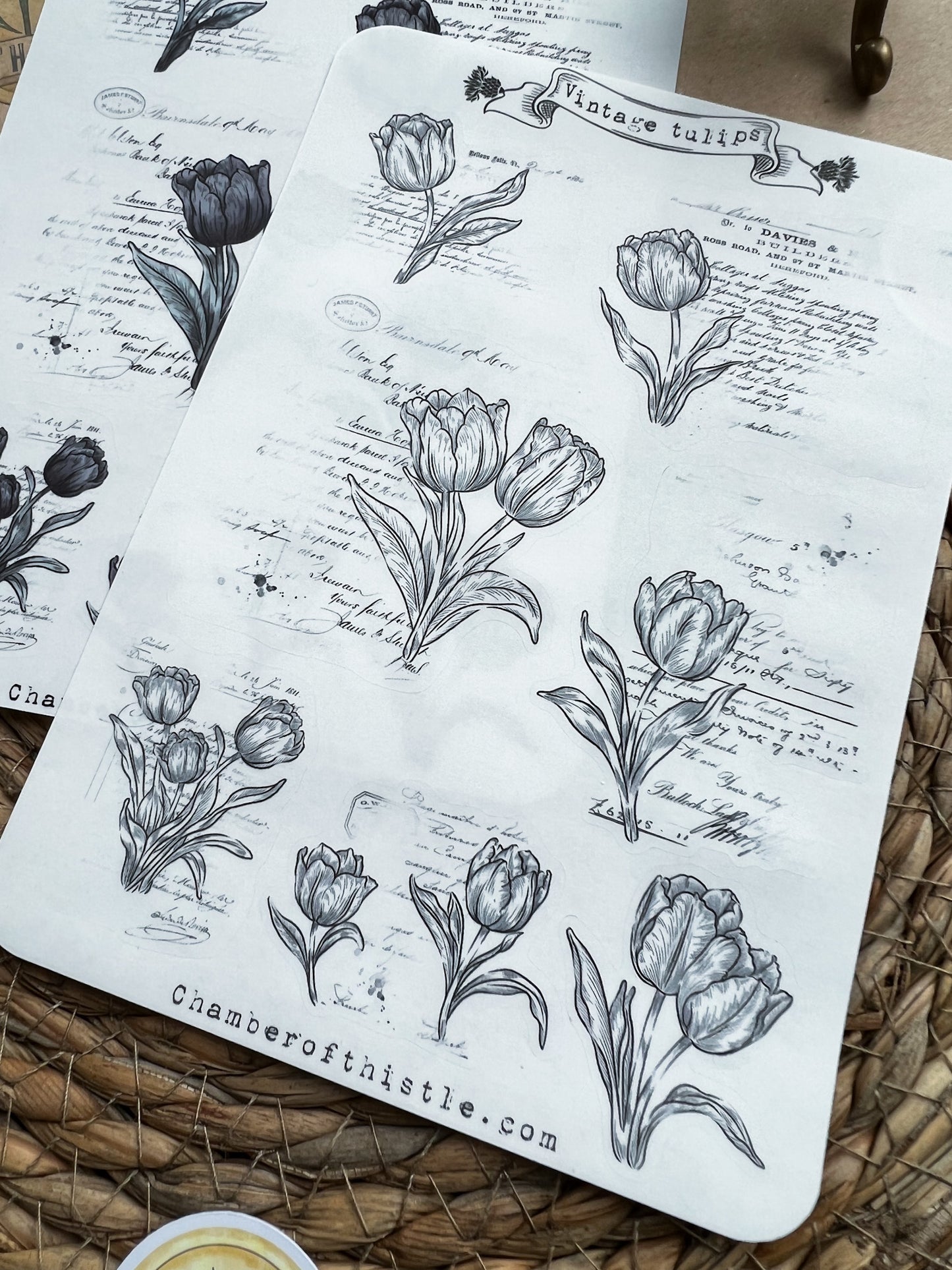 Vintage tulips sticker sheet