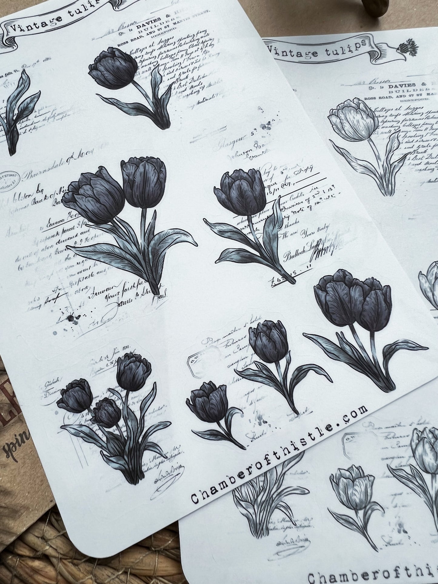 Vintage tulips sticker sheet