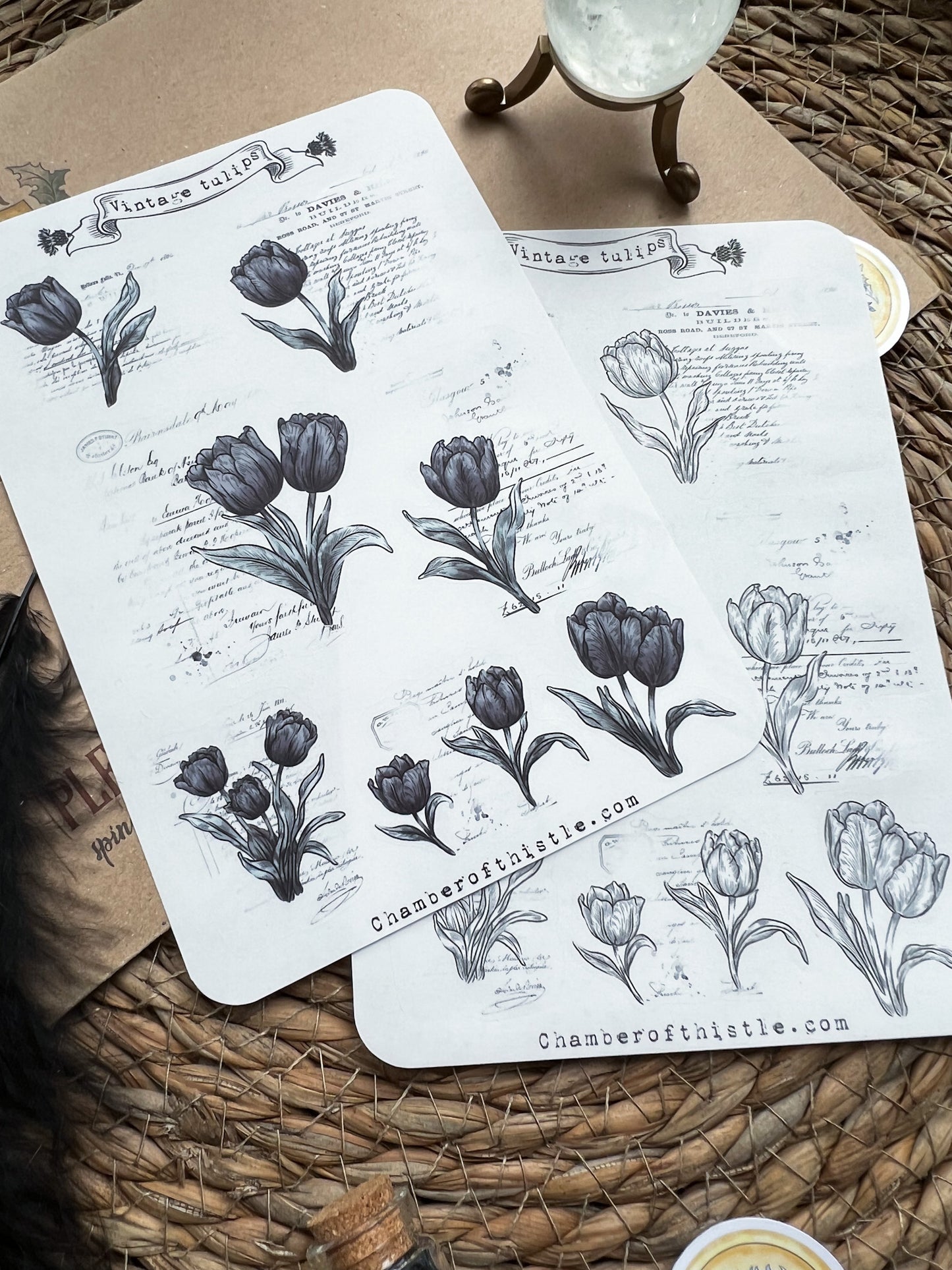 Vintage tulips sticker sheet