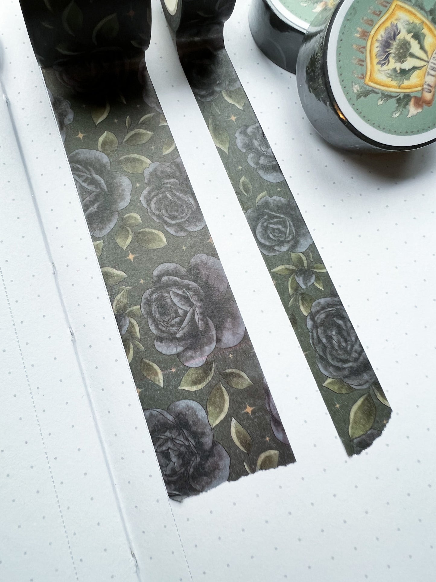 Black peonies washi tape