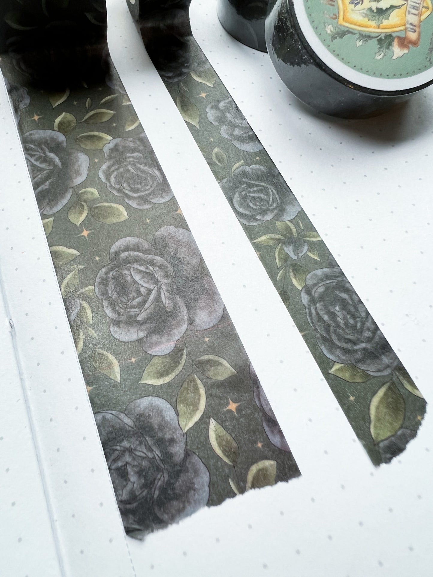 Black peonies washi tape