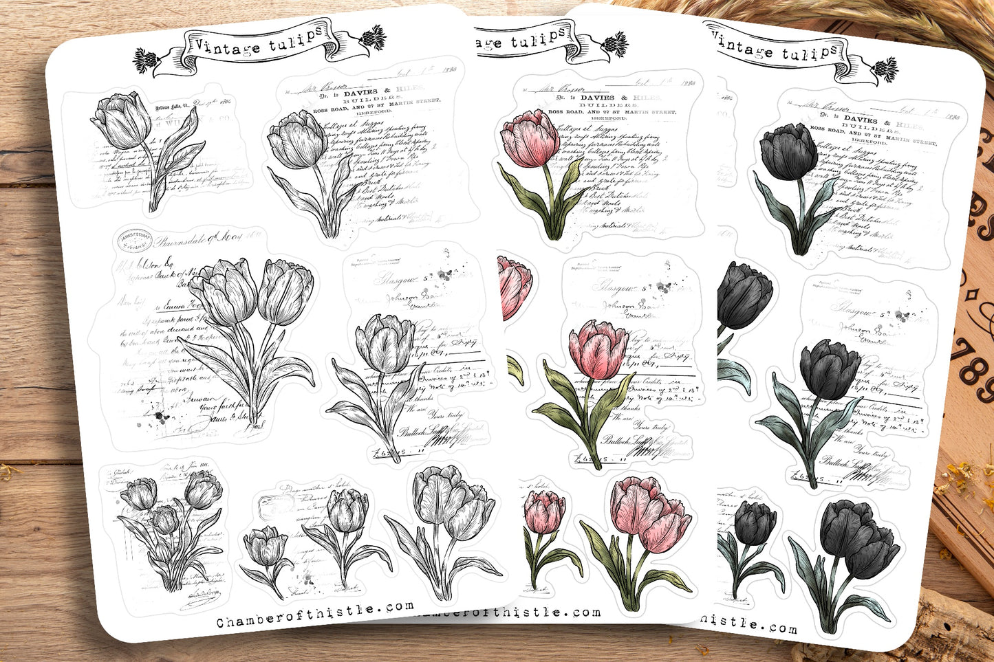 Vintage tulips sticker sheet