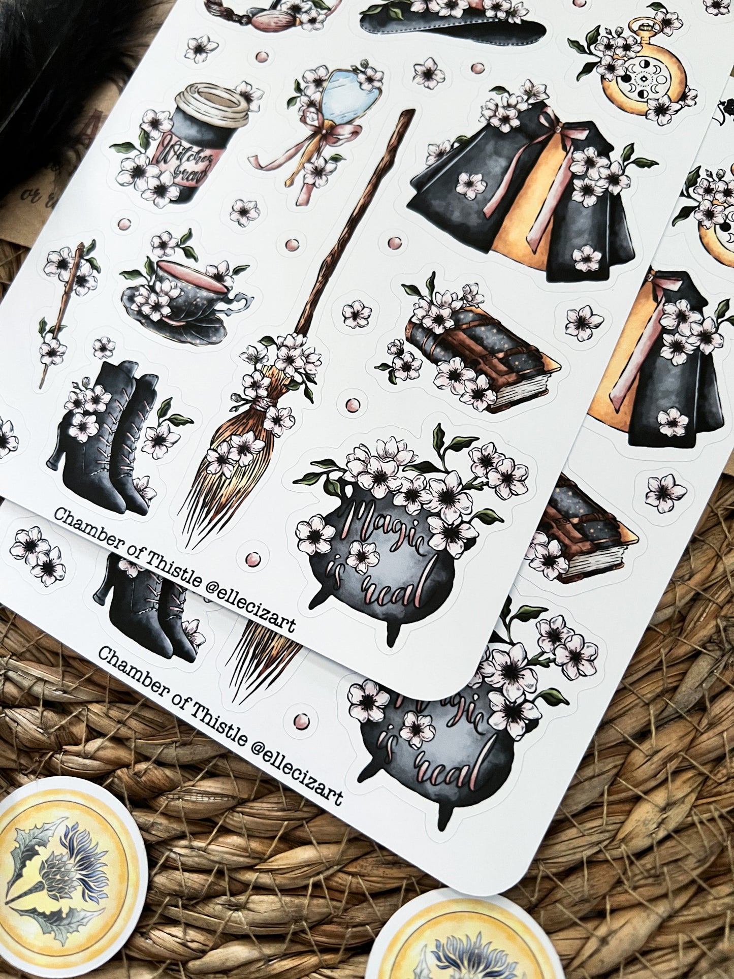 Witch in bloom sticker sheet