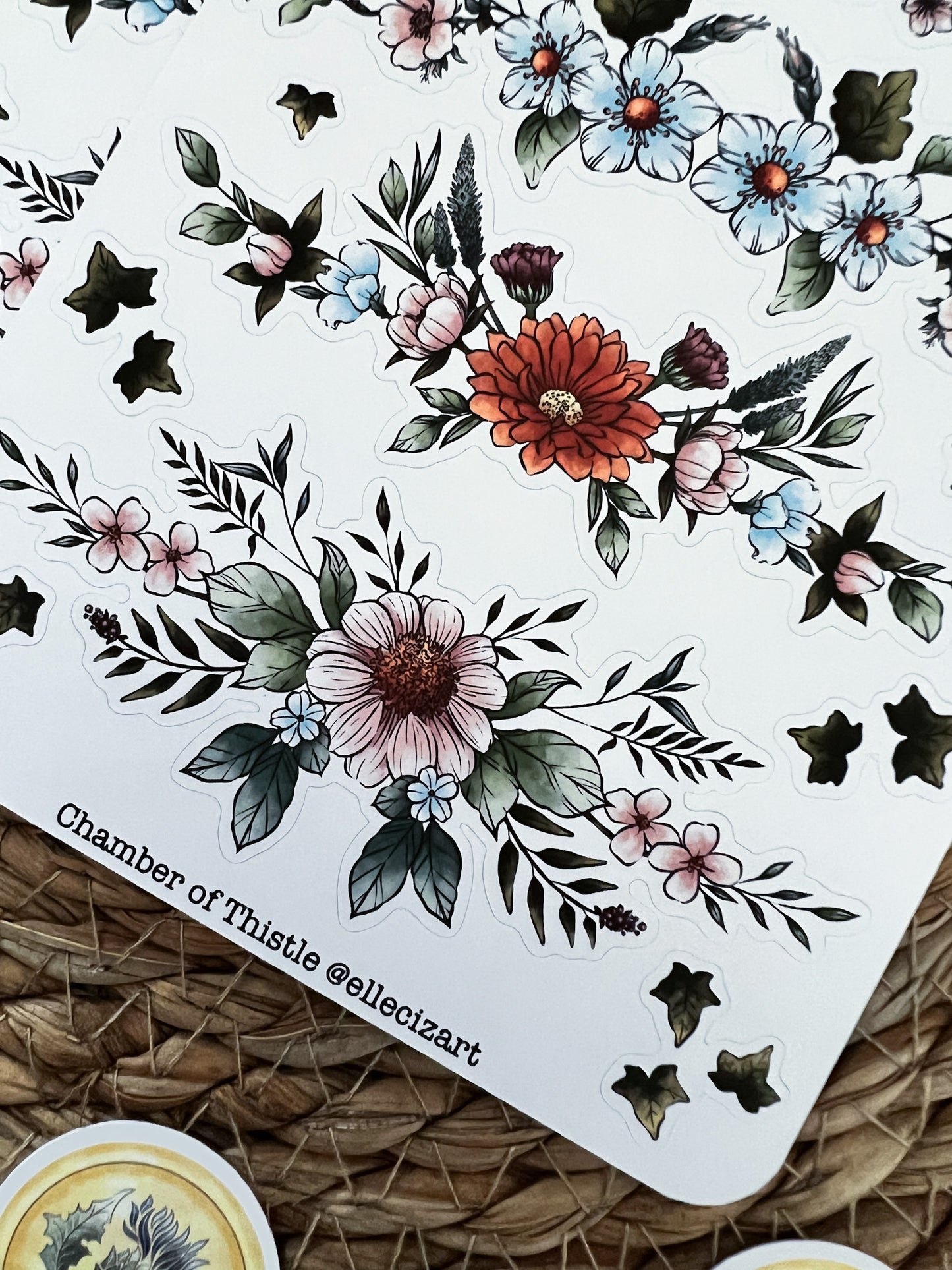 Flower garland sticker sheet