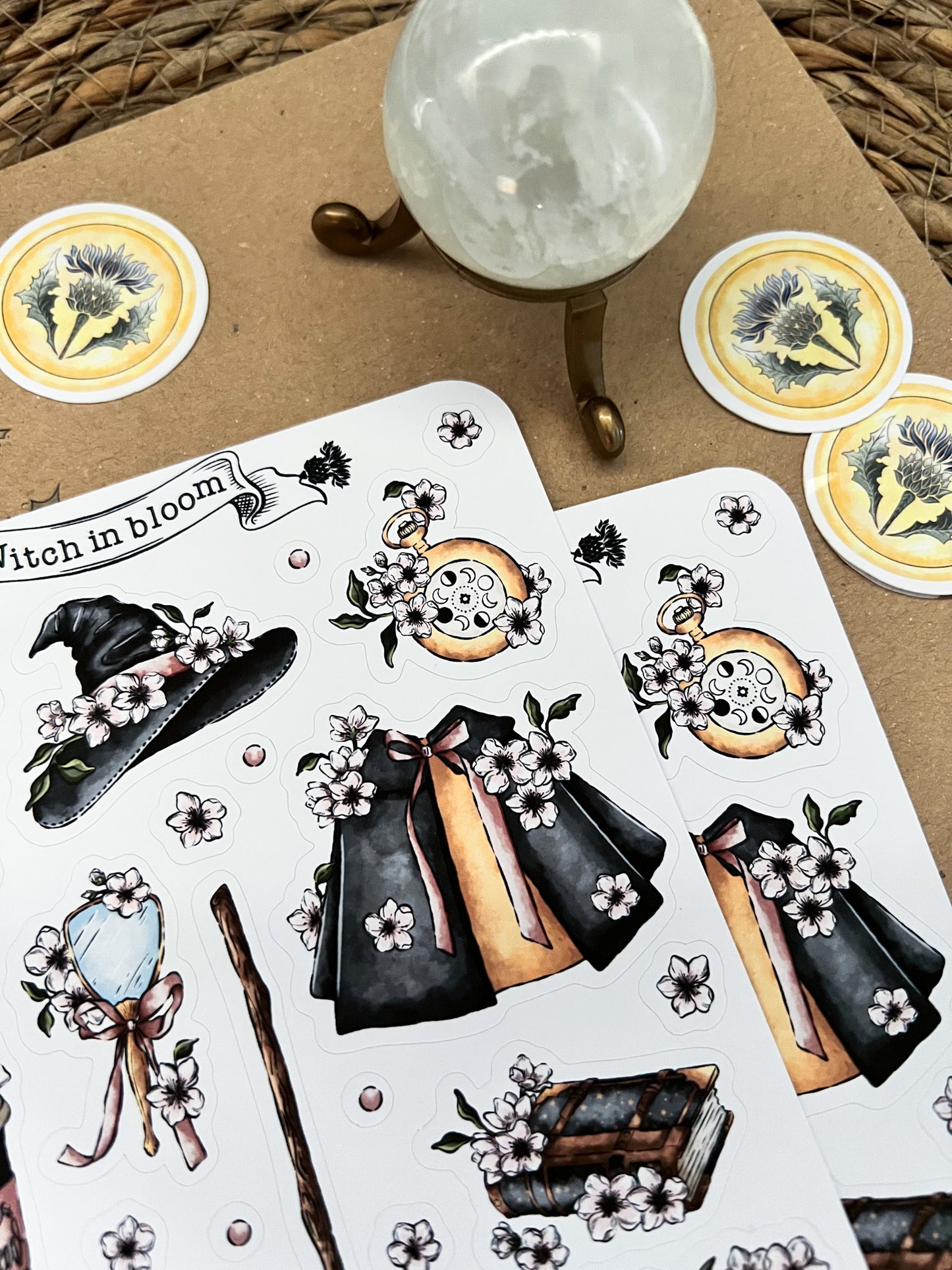 Witch in bloom sticker sheet