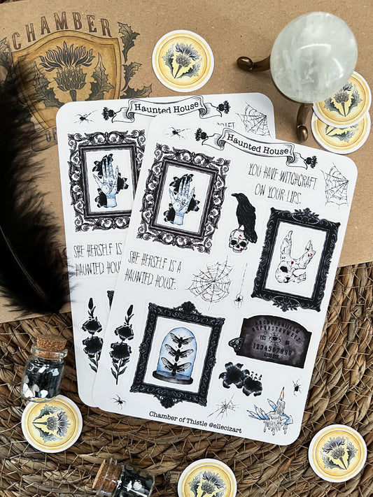 Haunted house sticker sheet