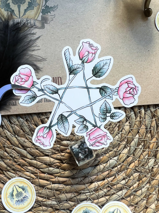 Rose pentagram sticker